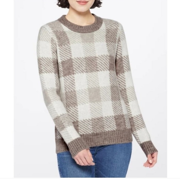Market & Spruce Kendall Plaid Jacquard Pattern Crewneck Sweater NWT Size Xxl - Picture 1 of 6
